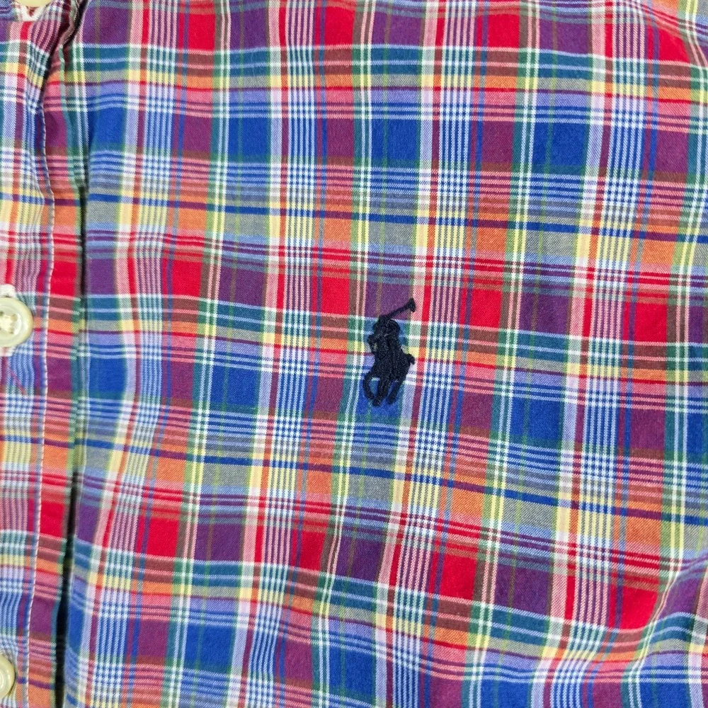 Ralph Lauren Kids Plaid Button Down Shirt Long Sleeve Blue Red Size‎ M 10-12